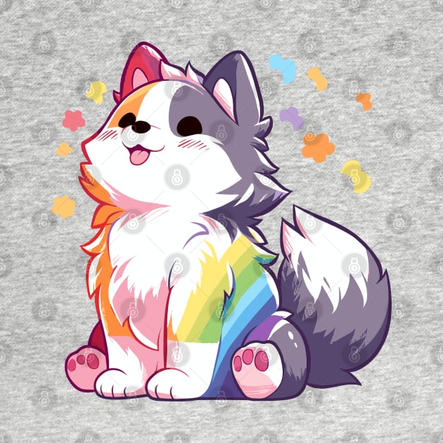 Rainbow husky pooch by etherElric